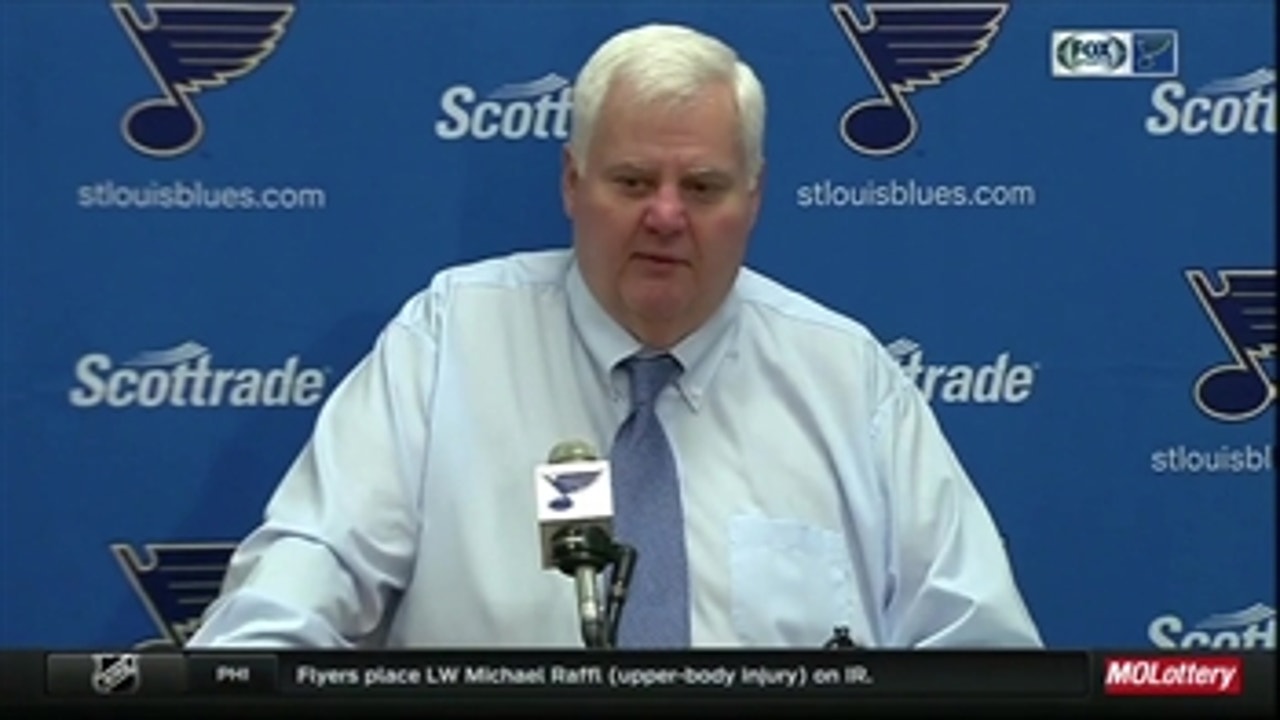 Hitchcock on Blues' loss: 'I'm alarmed by the way we're playing at home'