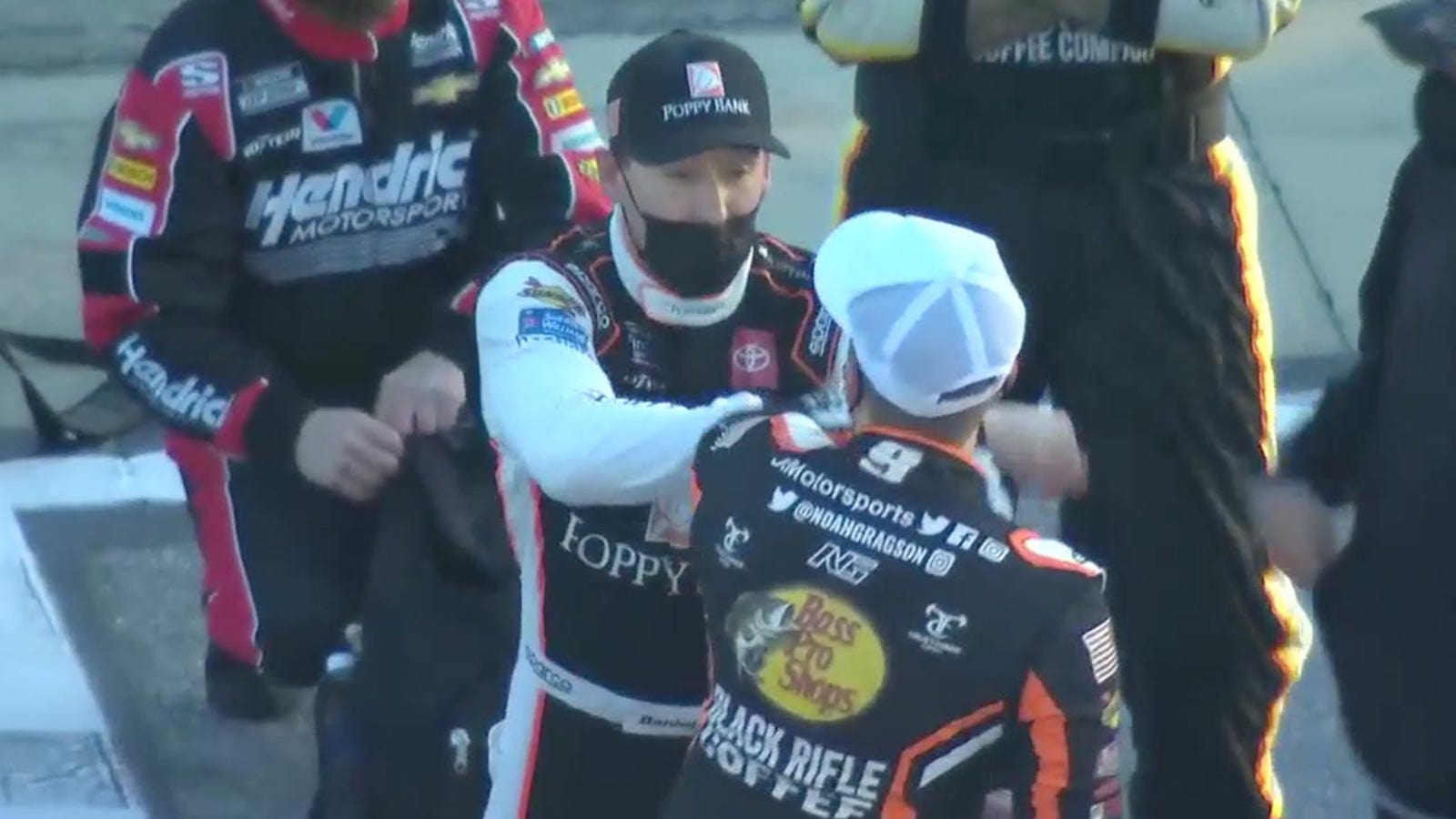 Noah Gragson and Daniel Hemric fight on pit road