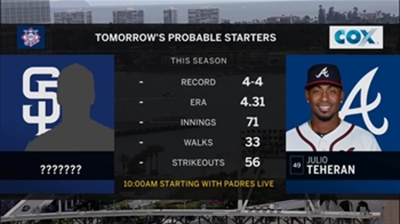 Padres will look to 'Johnny Wholestaff' on Sunday vs. Braves