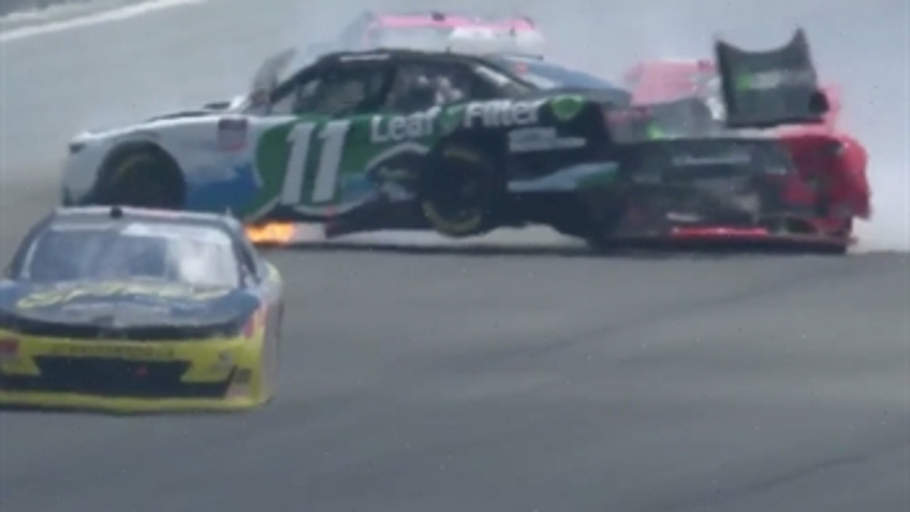 Justin Haley SLAMS wall after contact with Sam Mayer