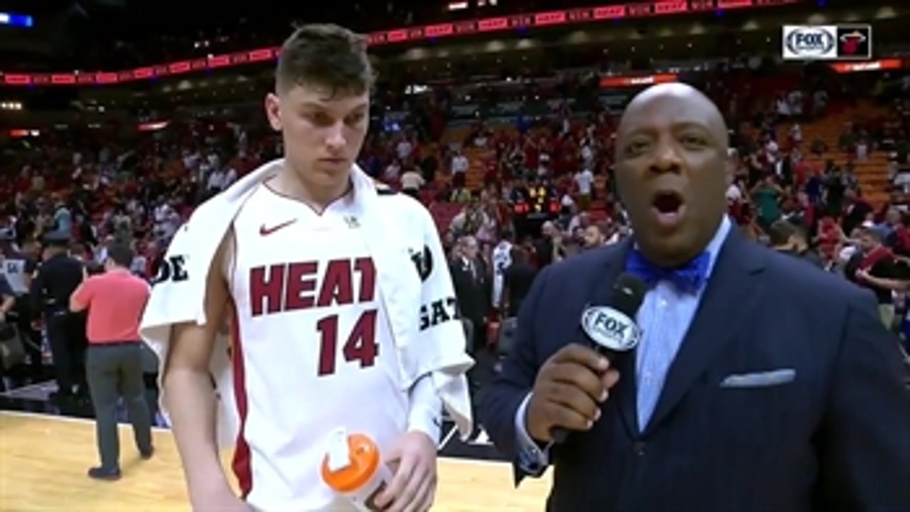 Tyler Herro talks about facing his first NBA action in Heat's preseason win
