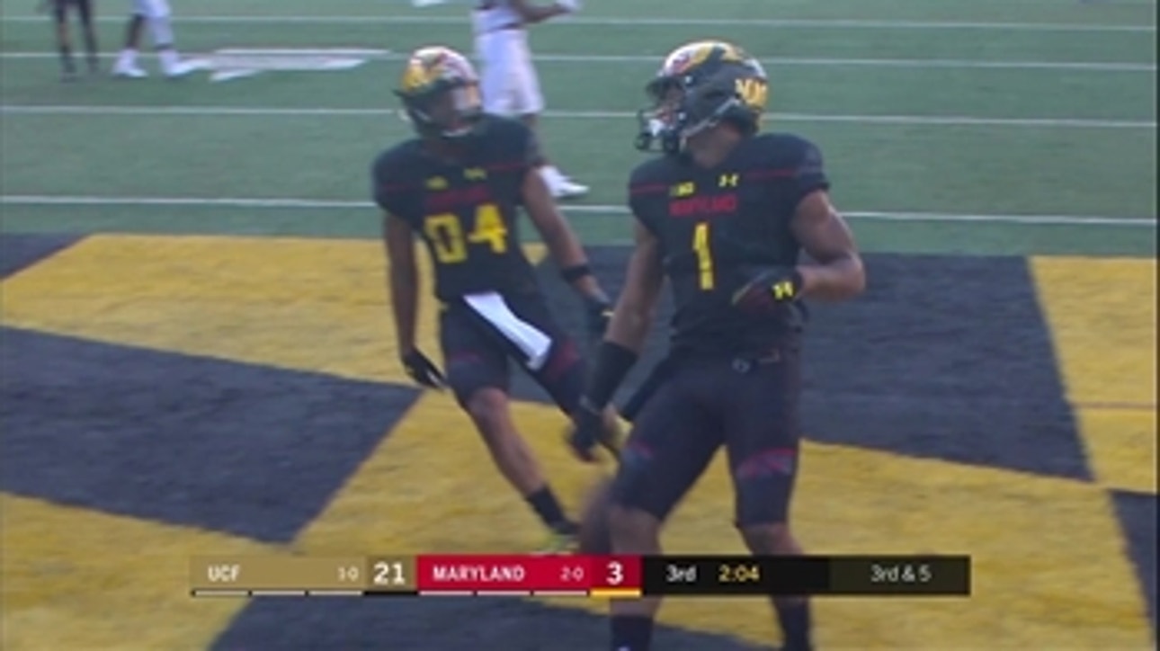 Terps' Max Bortenschlager connects with D.J. Moore for the 20-yard TD