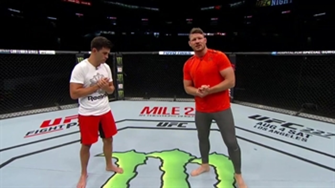 Michael Bisping and Dominick Cruz step into the octagon to give their analysis on the main event ' UFC FIGHT NIGHT