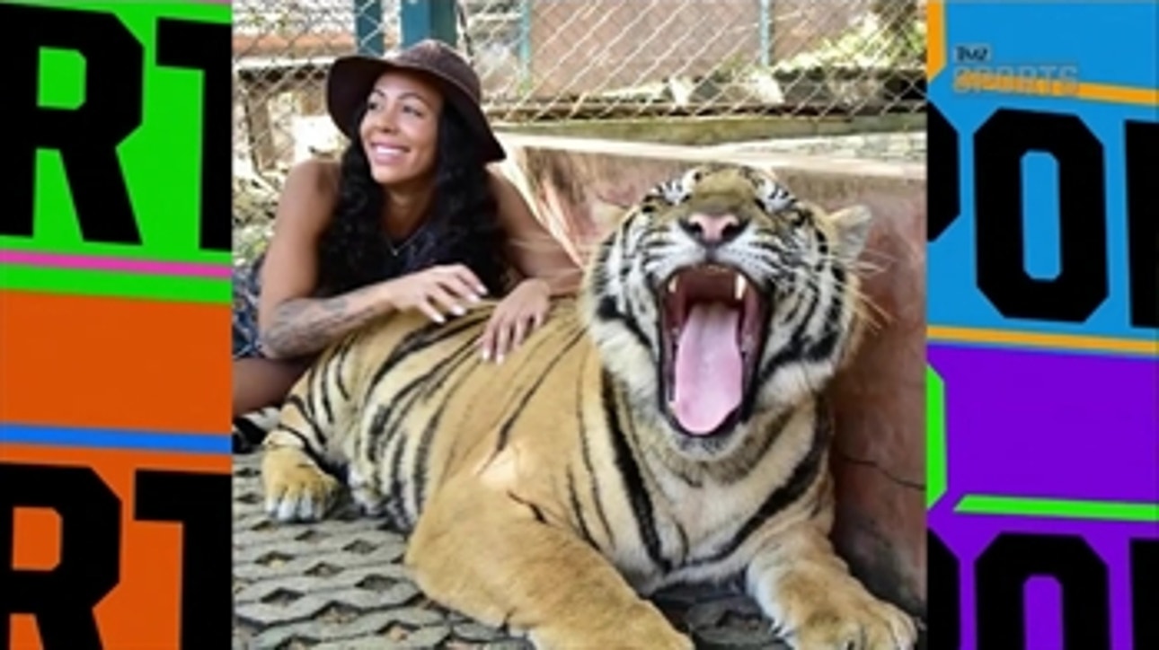 Sydney Leroux lays on a tiger on her honeymoon - 'TMZ Sports'