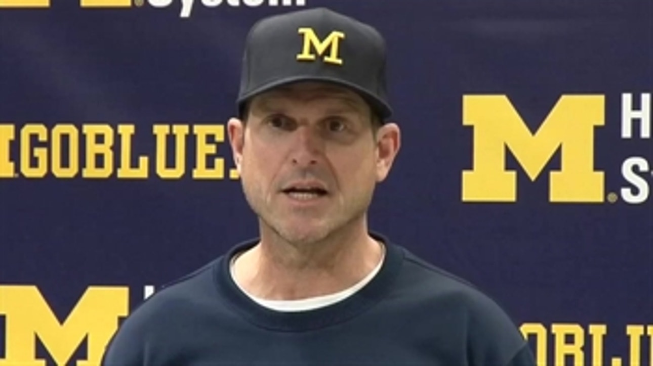 Jim Harbaugh compares first practice to Christmas, New Year's, birthdays