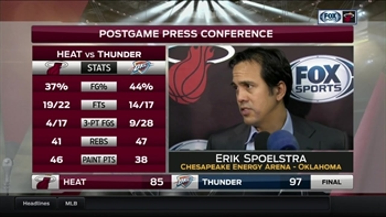 Erik Spoelstra says Thunder imposed their will in Monday's loss