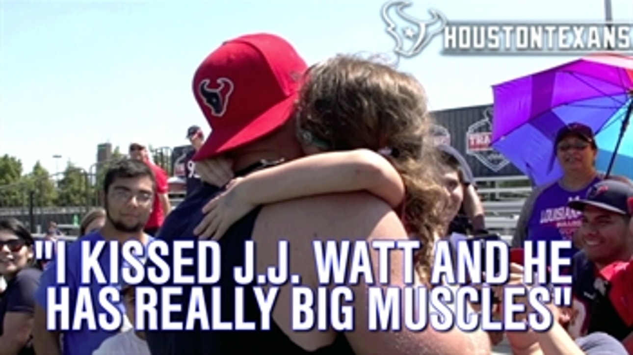 Adorable young fan steals kiss from J.J. Watt