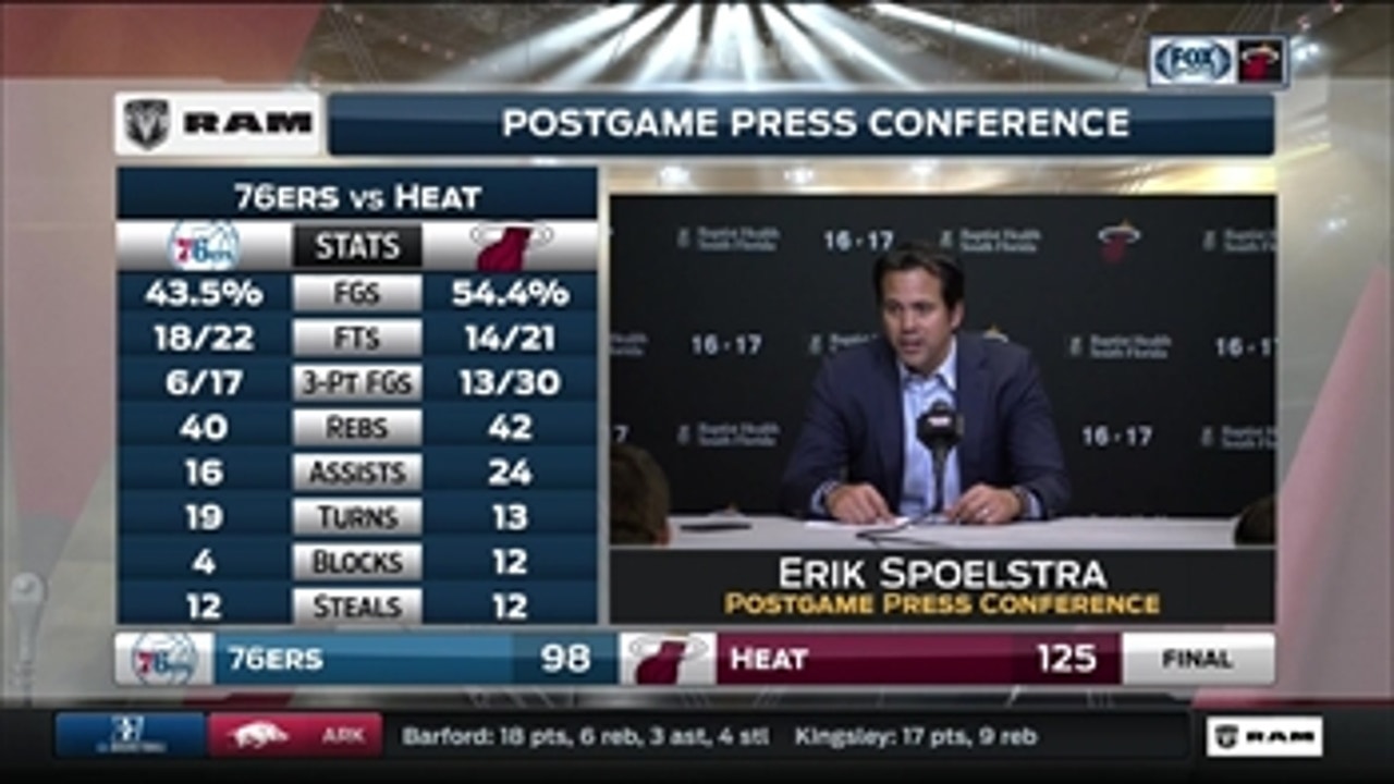 Erik Spoelstra -- Heat vs. 76ers postgame press conference