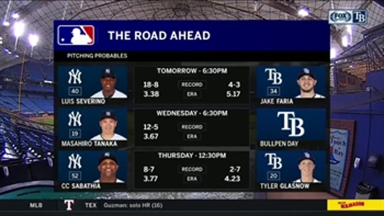 Jake Faria slated to take on Luis Severino in Game 2 of Rays-Yankees