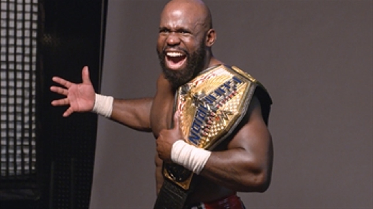 Apollo Crews poses with the new United States Title: WWE Network Exclusive, Aug, 3, 2020