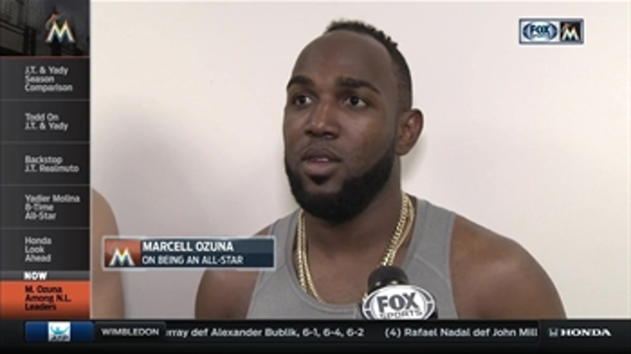 Marcell Ozuna reacts to being a starter in the All-Star Game