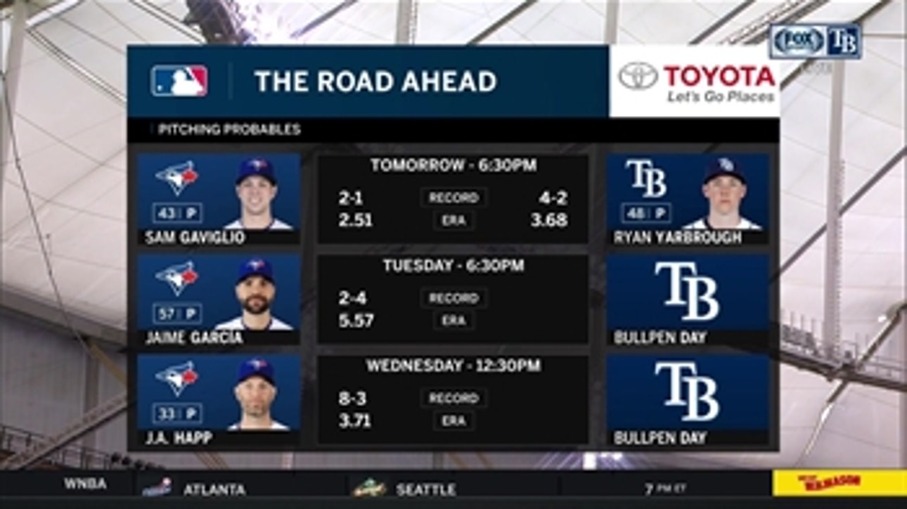 LHP Ryan Yarbrough starts for Rays in series opener vs. Blue Jays