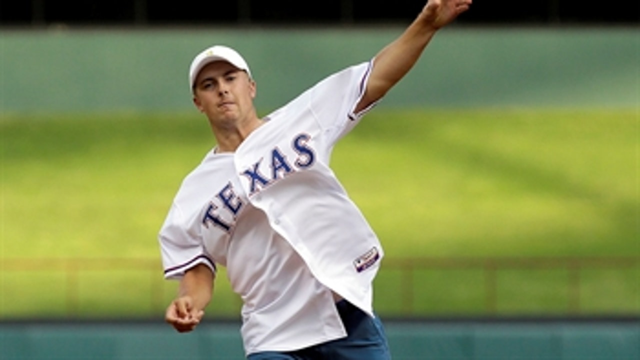 Jordan Spieth throws first pitch strike in Texas