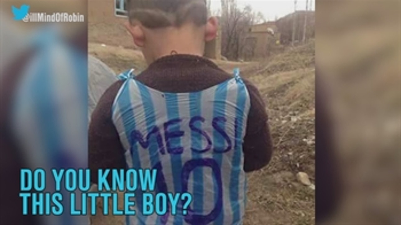 Help find this little boy in a makeshift Messi kit