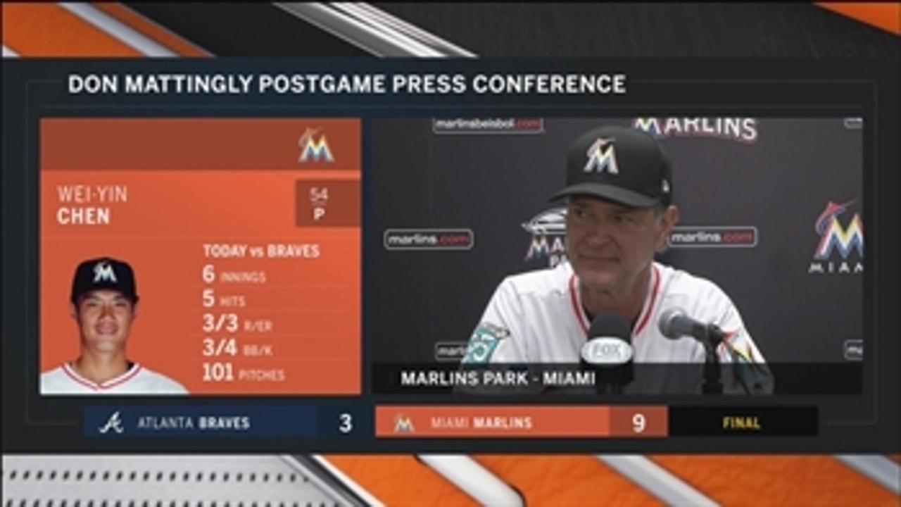 Don Mattingly on Marlins' victory, Wei-Yin Chen's performance at the plate