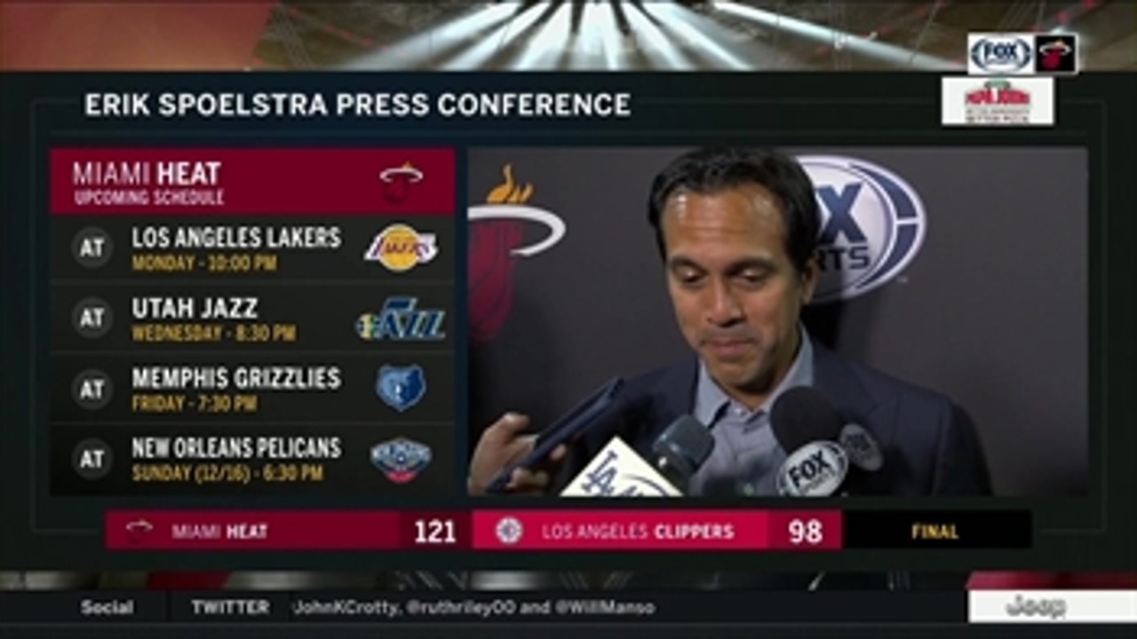 Erik Spoelstra on how short-handed Heat rose to the occasion in win over Clippers