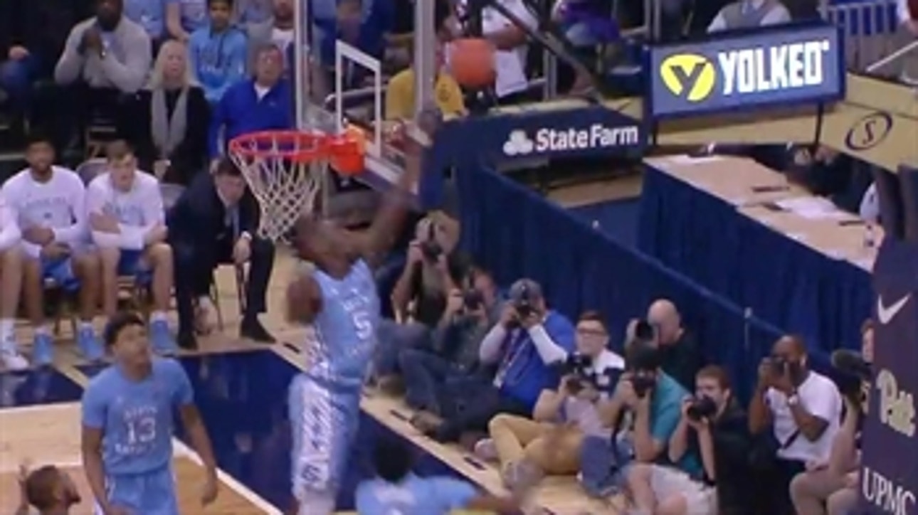 North Carolina's Nassir Little has a monster rejection against Pittsburgh