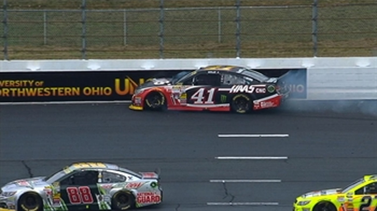 CUP: Kurt Busch Blows Tire and Hits Wall - Loudon 2014