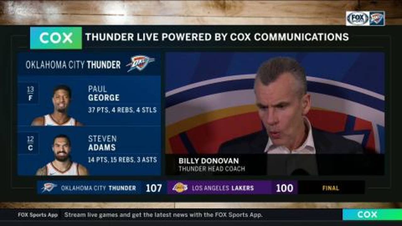 Billy Donovan on the Thunder pace in 107-100 win over Lakers