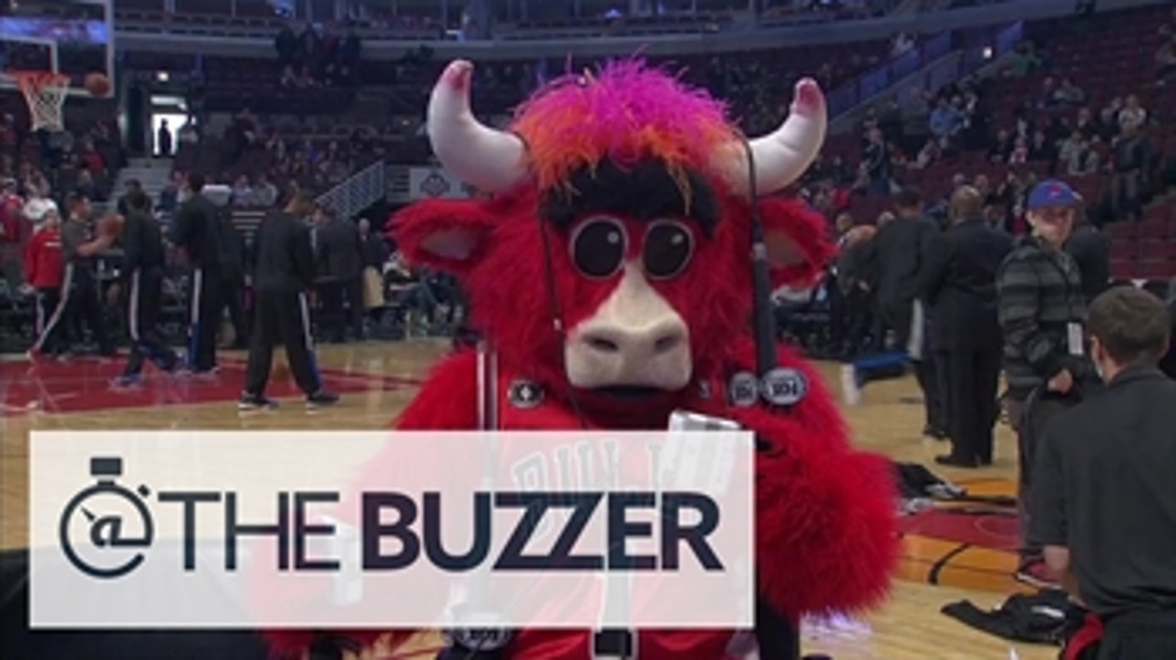 Bulls mascot messes with FOX broadcasters