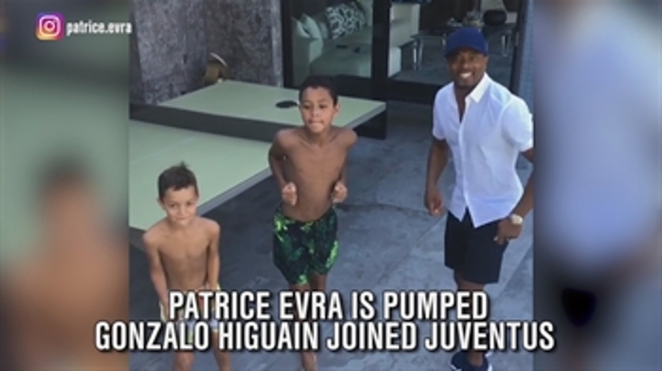Patrice Evra welcomes Gonzalo Higuain to Juventus