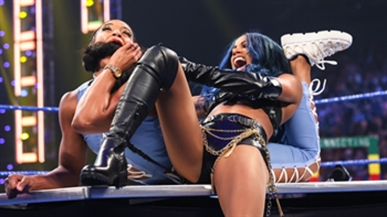 Sasha Banks Carmella and Zelina Vega attack Bianca Belair SmackDown Aug. 13 2021
