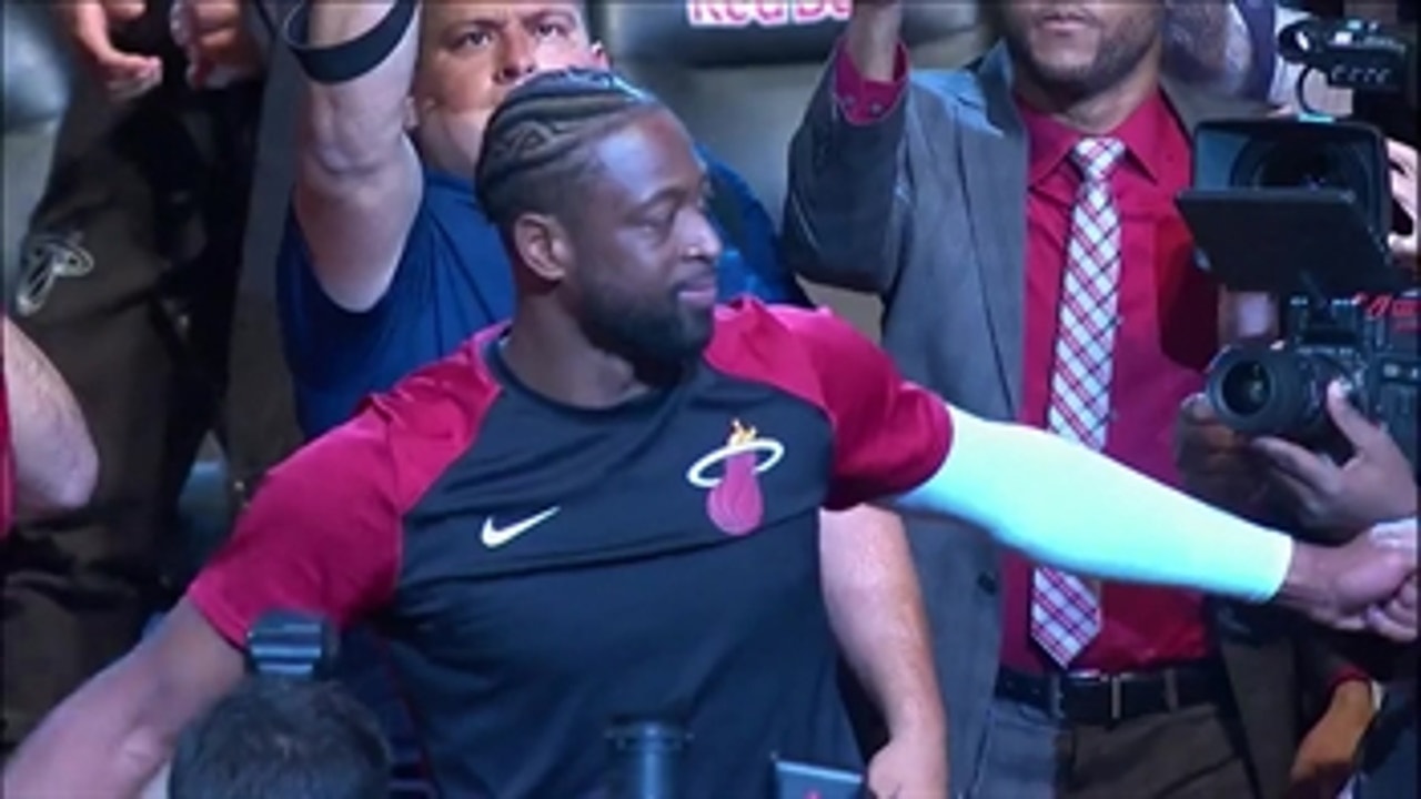 THE FINAL TIME: Dwyane Wade gets introduced before the last game of his career