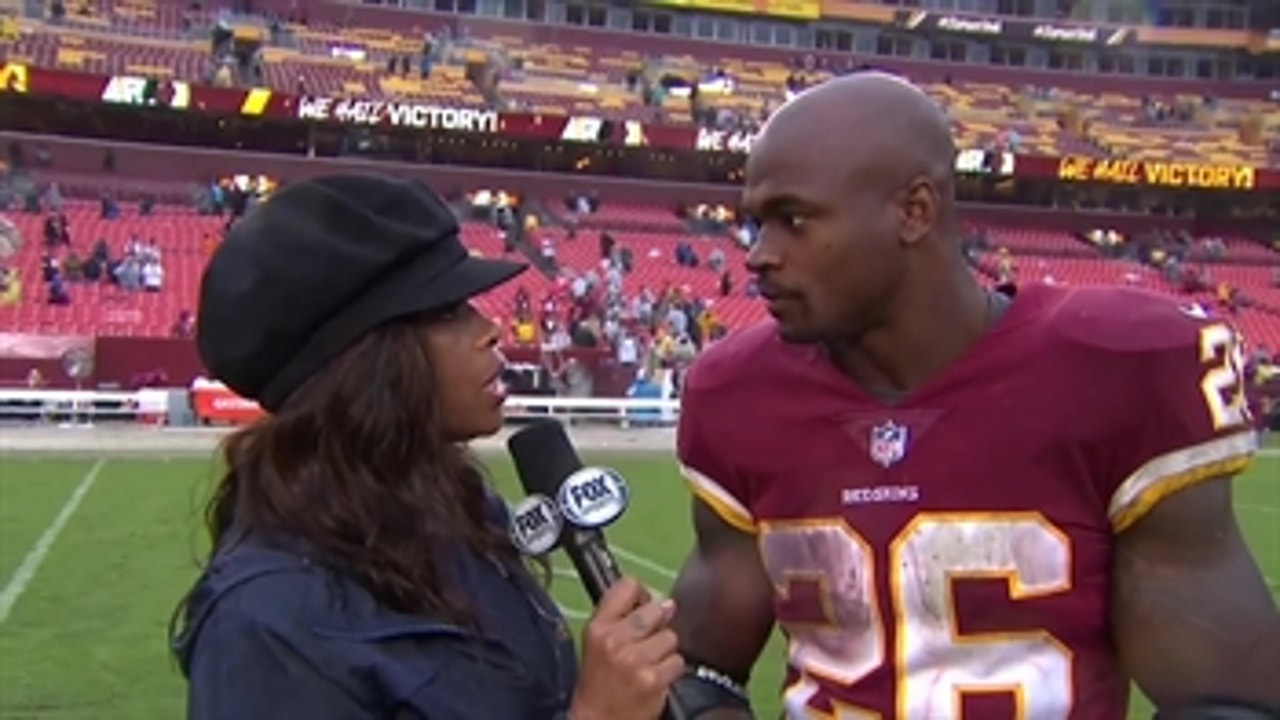 Adrian Peterson Chats with Pam Oliver after his big day
