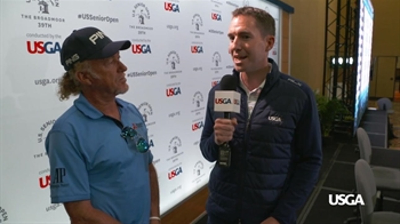 Miguel Angel Jimenez Chats After His 68 in Round 2 of the 2018 U.S. Senior Open