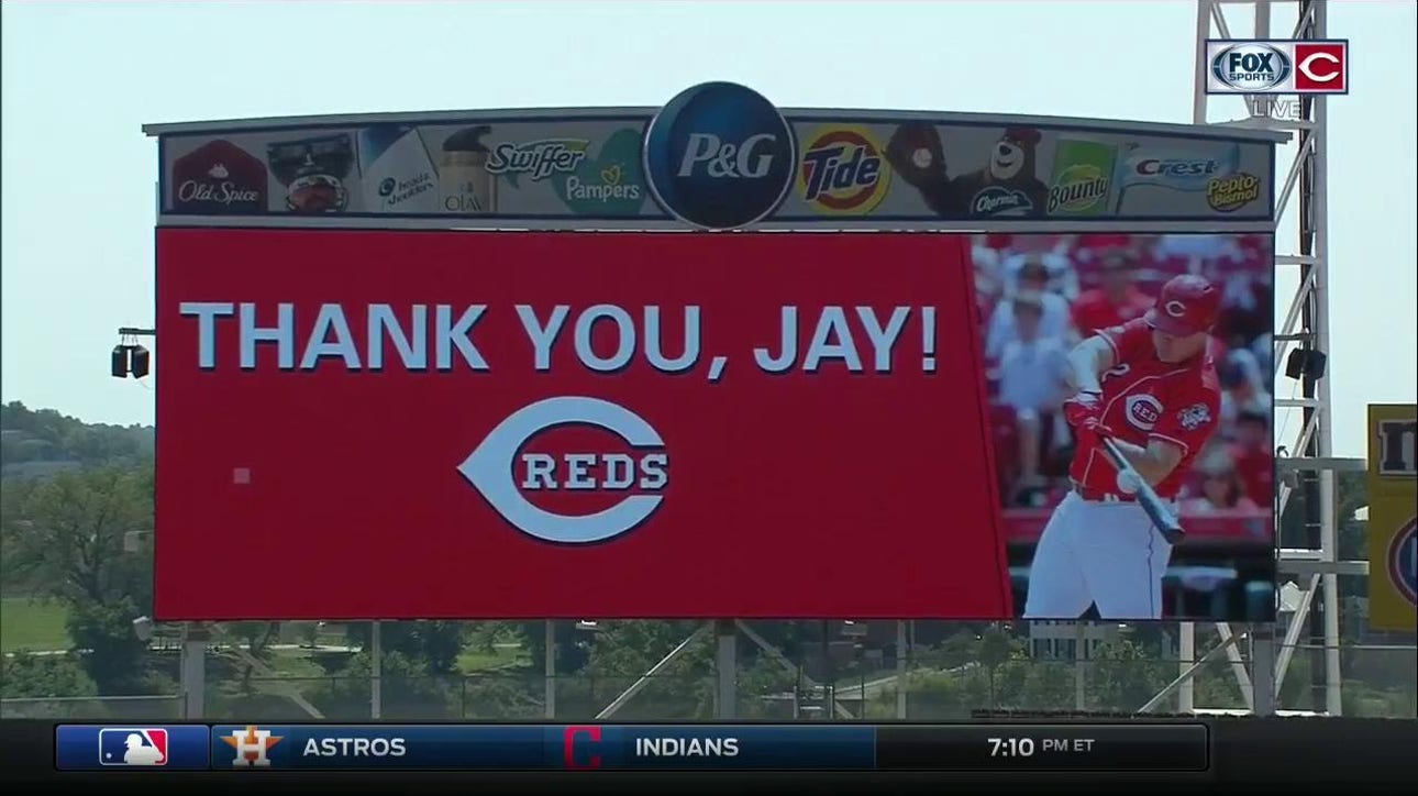 Reds honor Jay Bruce's first visit back to Cincinnati with pre-game ceremony