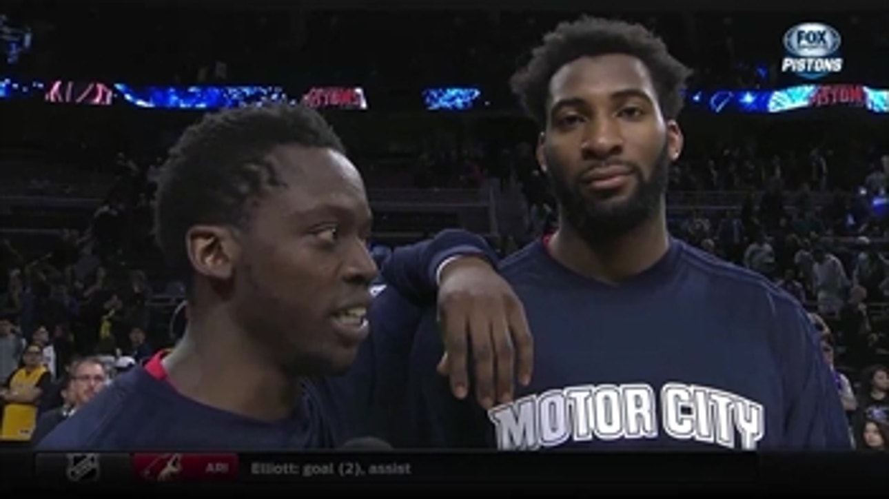 Andre Drummond plays Royal Guard behind Reggie Jackson interview