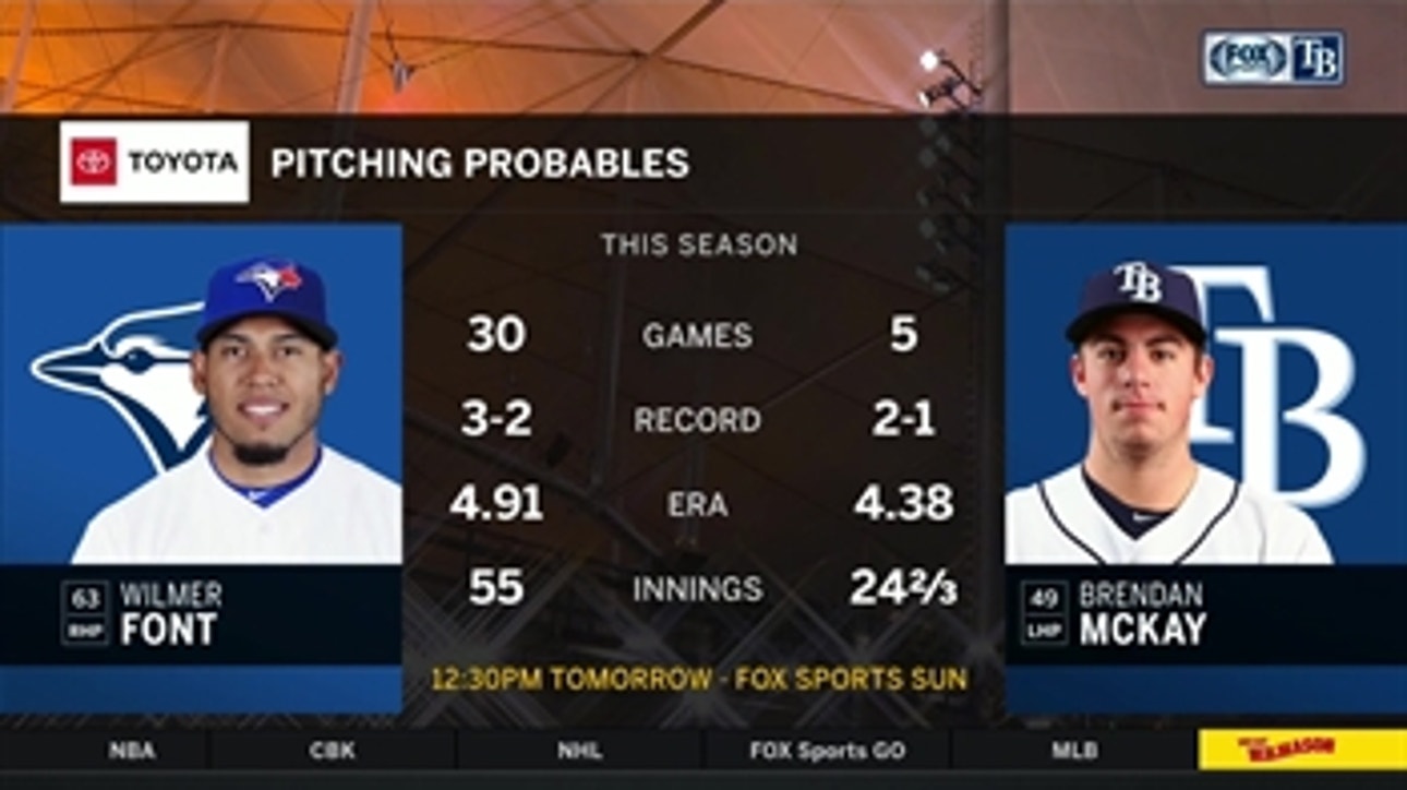 Brendan McKay, Rays look to win series in finale against Blue Jays