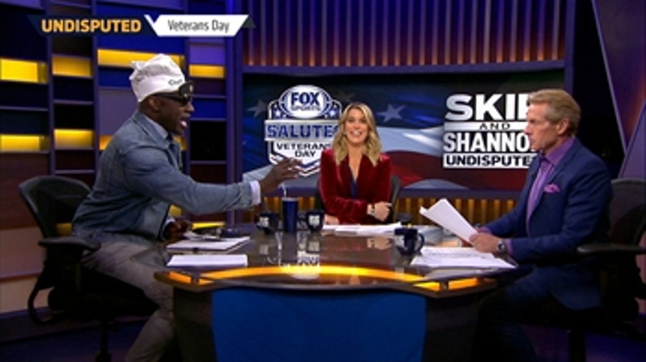 Shannon Sharpe celebrates after correctly picking the Vikings to beat the Cowboys