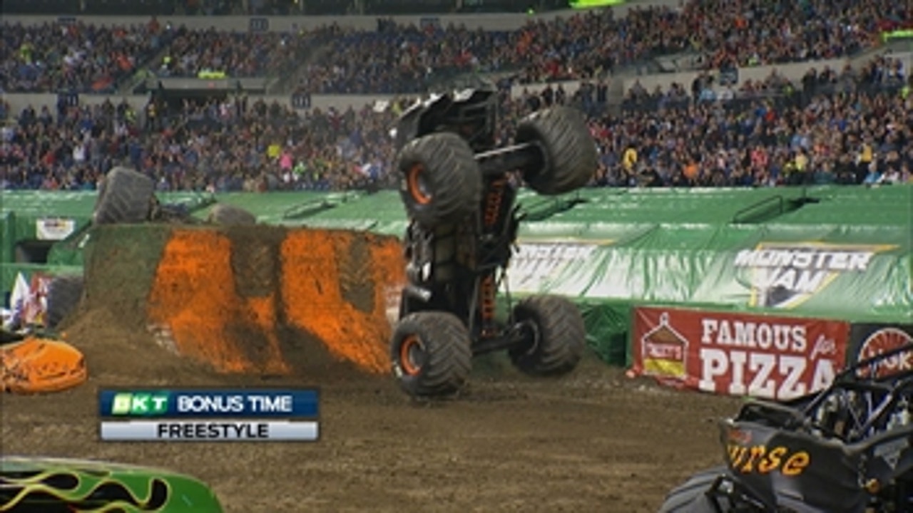 Max-D backflips in Indy freestyle - 2016 Monster Jam