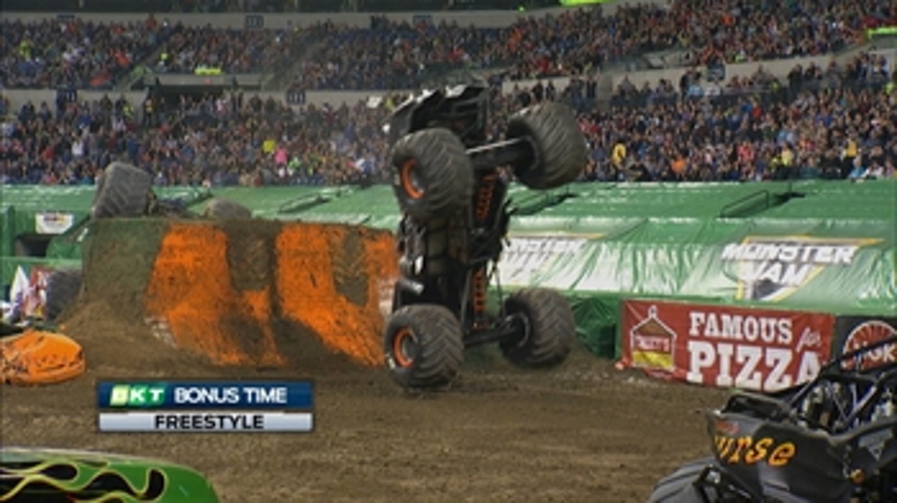 Max-D backflips in Indy freestyle - 2016 Monster Jam