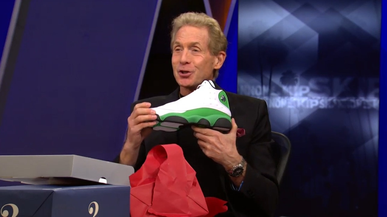 Shannon gifts Skip Bayless a pair of LeBron 18's and Jordans for his birthday | UNDISPUTED