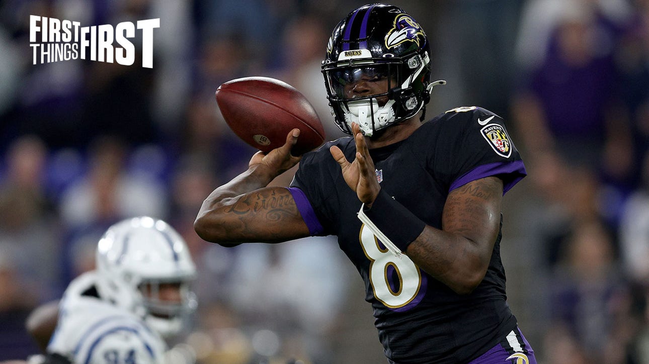Nick Wright on Lamar's 4 passing TDs in Ravens OT win: 'It was the finest passing performance of his career.' I FIRST THINGS FIRST