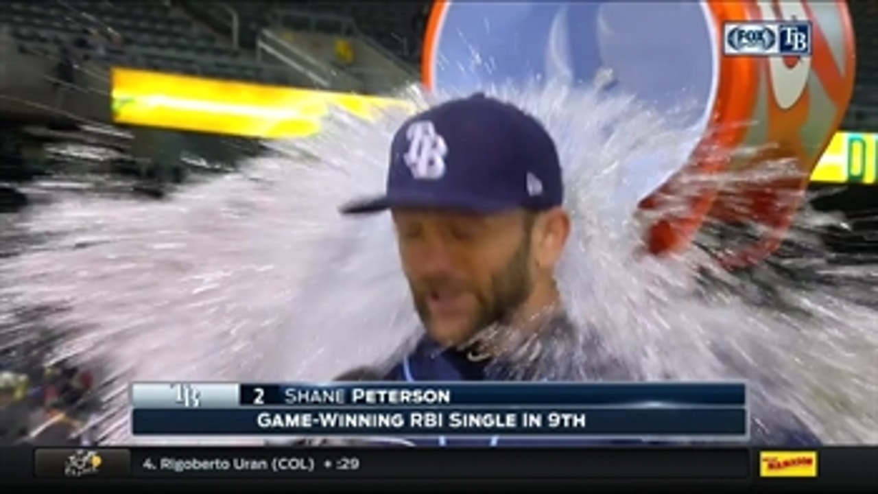 Shane Peterson gets a surprise shower to celebrate comeback win