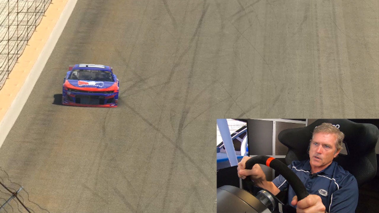 Bobby Labonte takes some laps around Indianapolis on the iRacing simulator