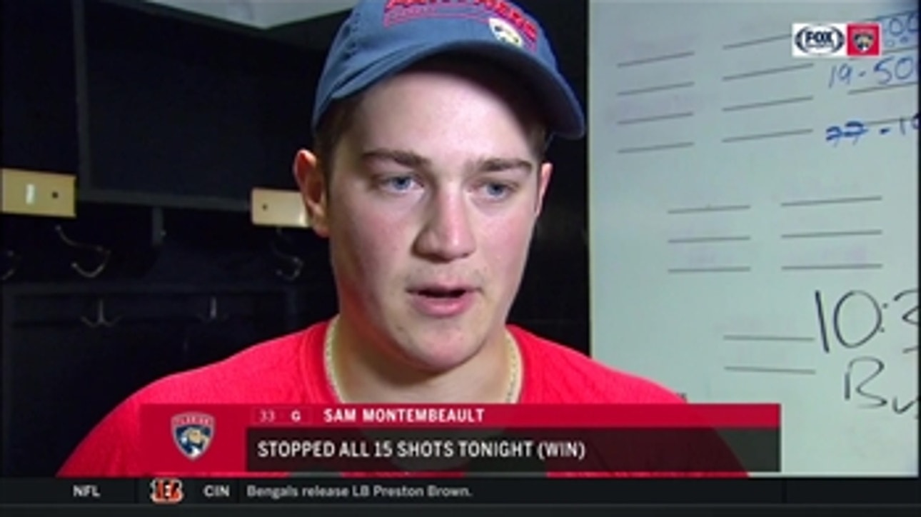 Sam Montembeault on coming in for Sergei Bobrovsky, helping Panthers top Bruins