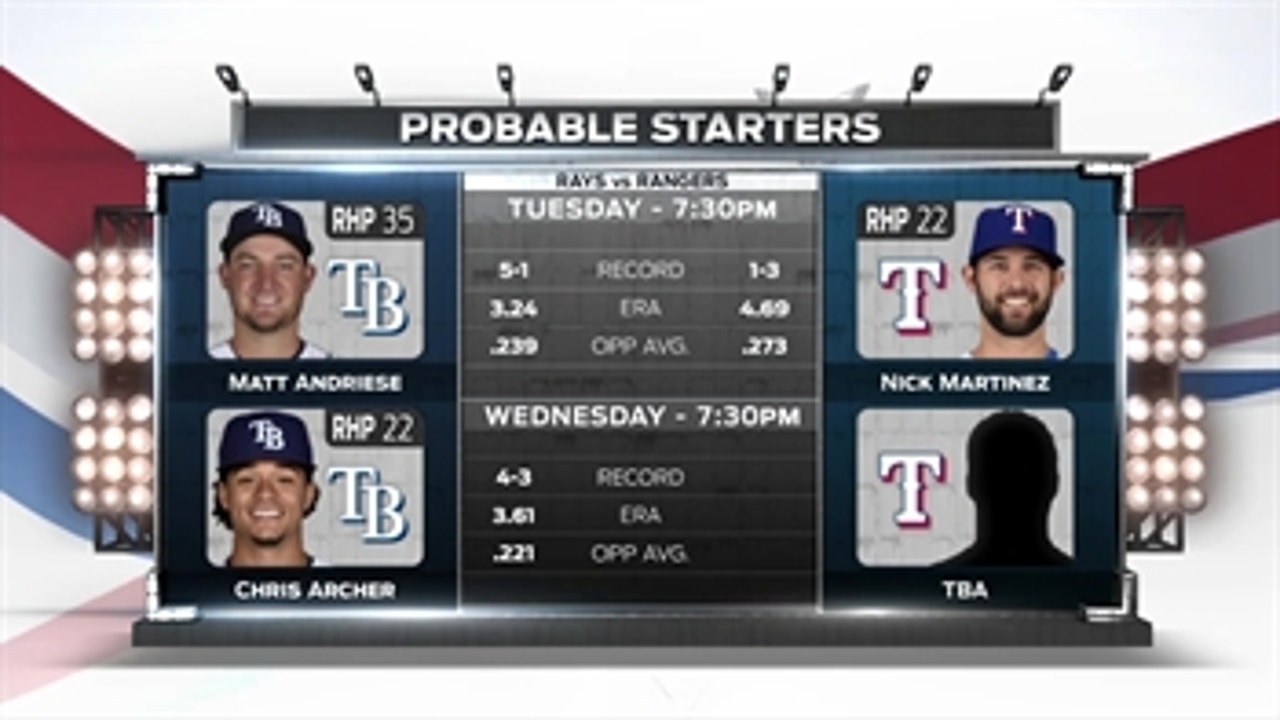 Resilient Rays look for a 3rd straight win Tuesday in Texas