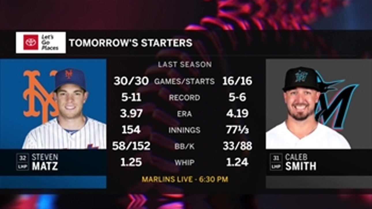 Caleb Smith returns to the mound as Marlins host Mets