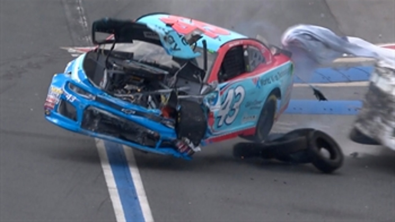 Bubba Wallace gets airborne in massive practice crash | 2018 CHARLOTTE ROVAL
