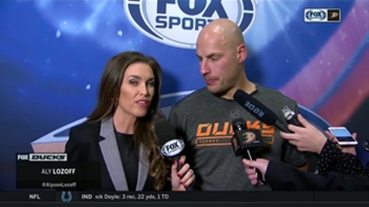 Ducks captain Ryan Getzlaf reacts after his special night