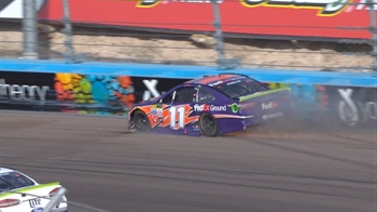 Flat tire from contact with Chase Elliott takes Denny Hamlin out of title contention | 2017 PHOENIX