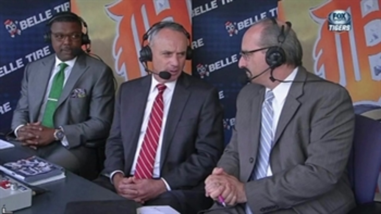 MLB Commissioner Rob Manfred chats with Mario and Rod on his league tour