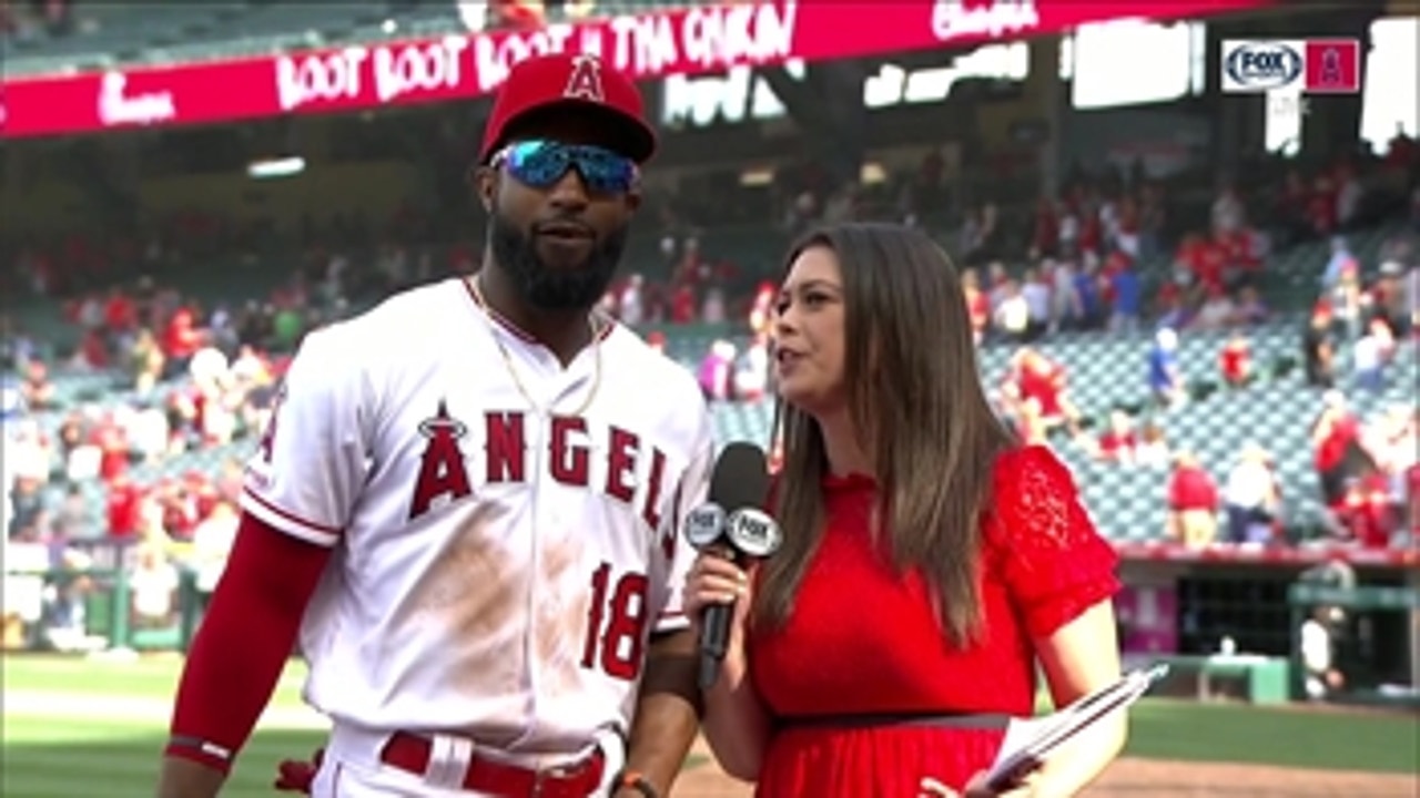 Brian Goodwin exudes confidence after his first Angel's homerun