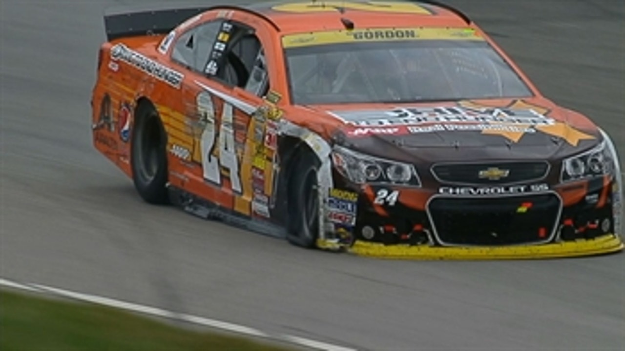 CUP: Jeff Gordon Blows Right Front Tire - Loudon 2014