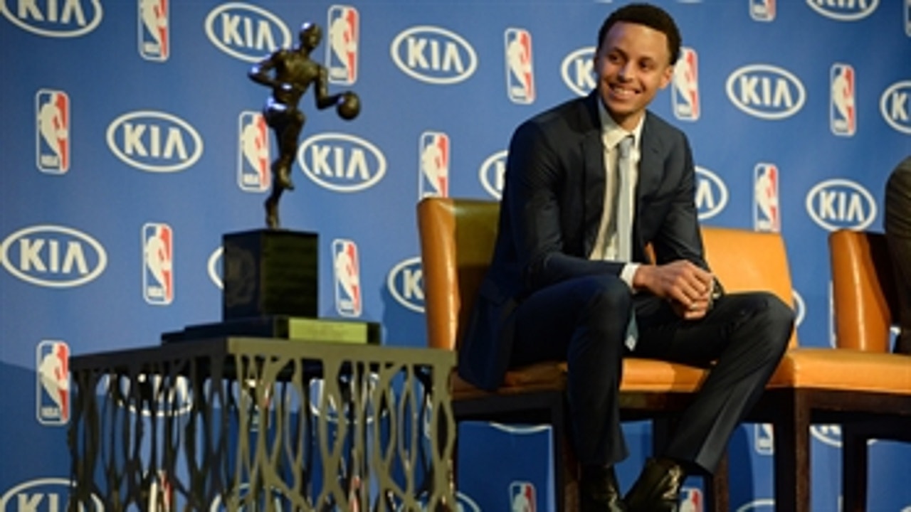 Stephen Curry tears up during MVP acceptance speech
