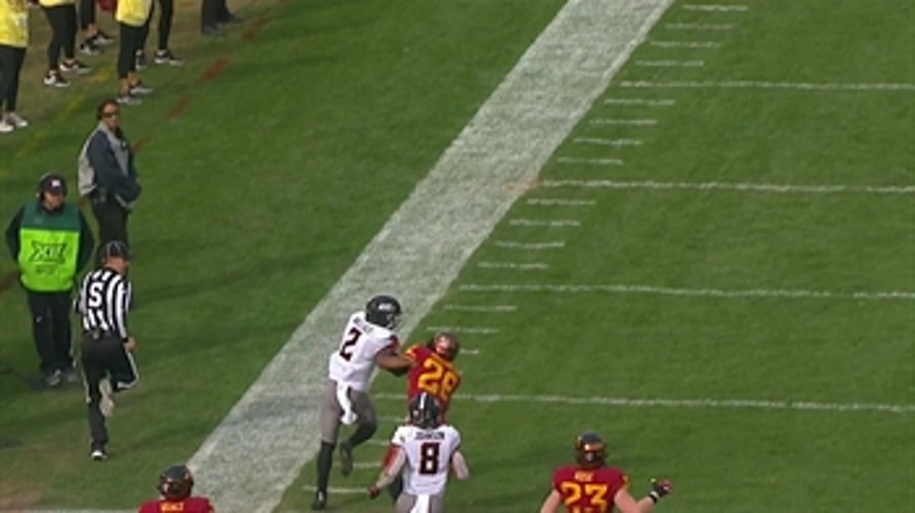 Tylan Wallace tip toes 71 yards down sideline to put OK State on the board in dramatic fashion